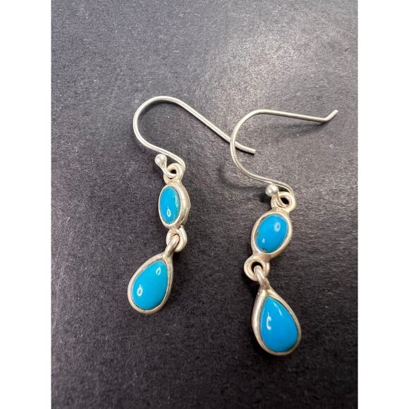 NEW sterling silver turquoise dangle earrings - Picture 2 of 11